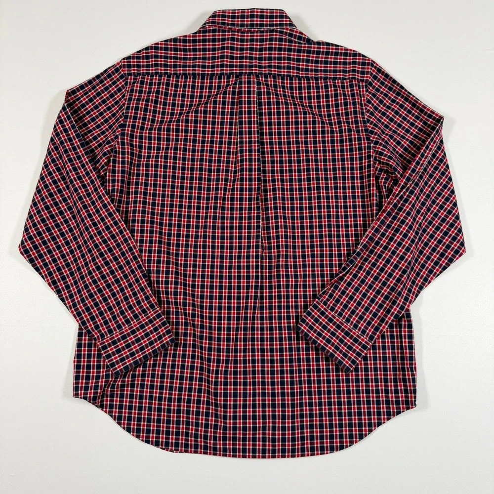 Banana Republic Shirt Check Men XL Ruby Red Plaid Cotton Button Down Long Sleeve